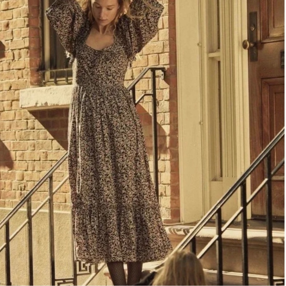 Doen Brooke Black and Pink Floral dress